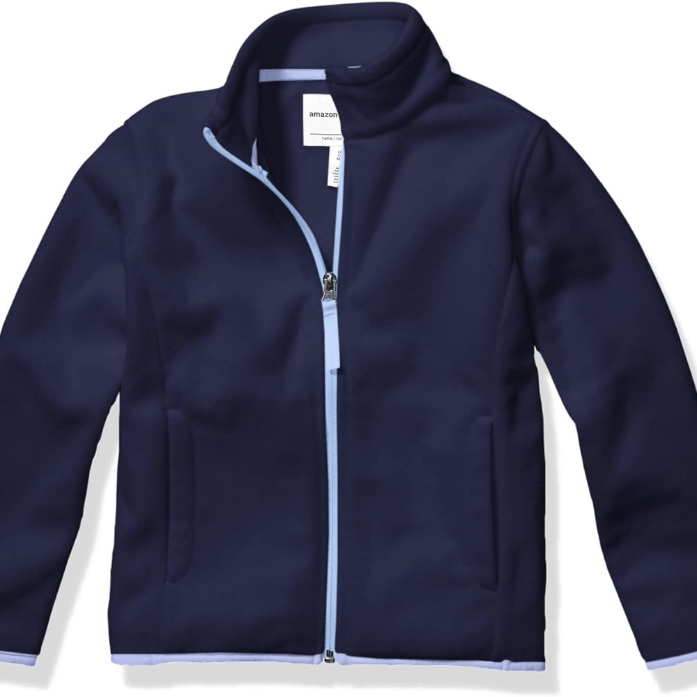 Amazon Essentials Large Navy Blue Girls' Polar Fleece Full-Zip Jacket